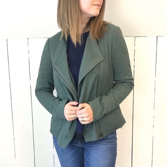 Vince Cypress Scuba Frise Asymmetrical Zipper Jacket size XS moto chic stretchy - Picture 8 of 12